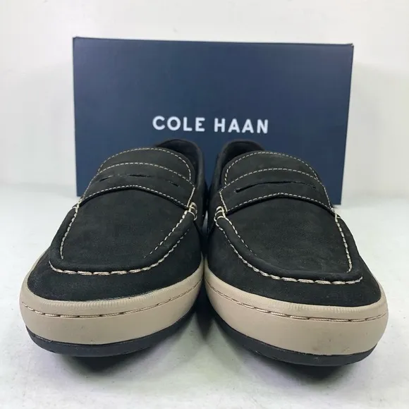 COLE Haan Claude Suede Black Penny Loafer Shoes