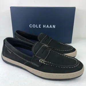 COLE Haan Claude Suede Black Penny Loafer Shoes