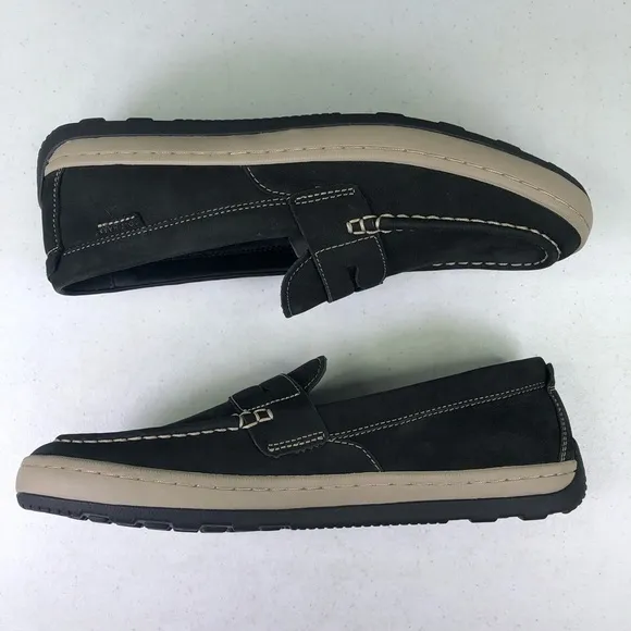 COLE Haan Claude Suede Black Penny Loafer Shoes