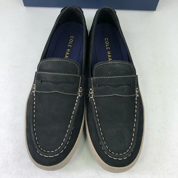 COLE Haan Claude Suede Black Penny Loafer Shoes