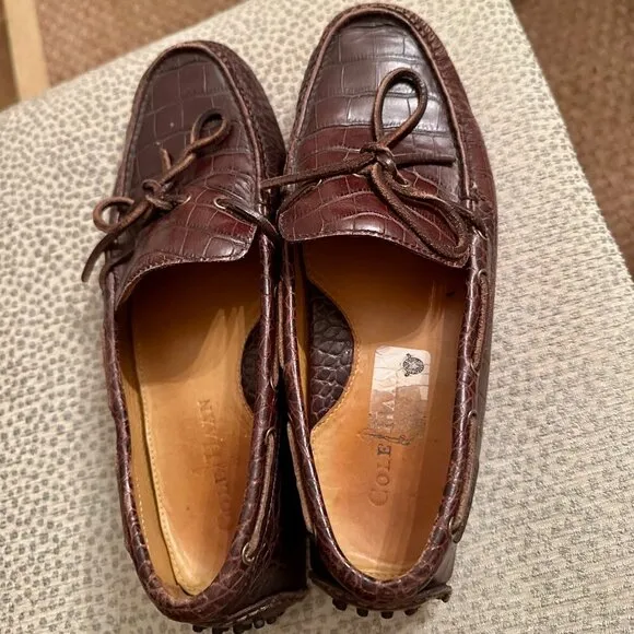 Cole Haan Croc Loafer Shoes Mens 9 M Brown Leather Gunnison Moc C07910