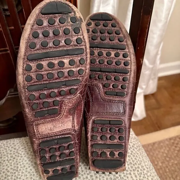 Cole Haan Croc Loafer Shoes Mens 9 M Brown Leather Gunnison Moc C07910