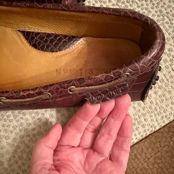 Cole Haan Croc Loafer Shoes Mens 9 M Brown Leather Gunnison Moc C07910