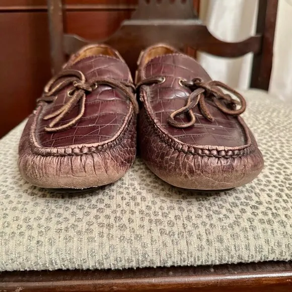 Cole Haan Croc Loafer Shoes Mens 9 M Brown Leather Gunnison Moc C07910