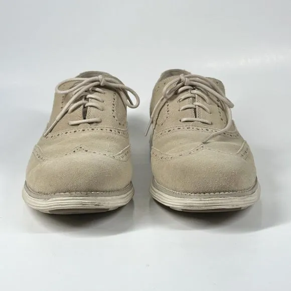 Cole Haan Lunargrand Wingtip Cream Beige Suede Shoes C24917  Mens Size 10 M