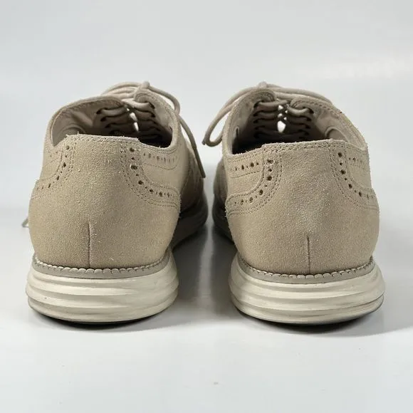 Cole Haan Lunargrand Wingtip Cream Beige Suede Shoes C24917  Mens Size 10 M