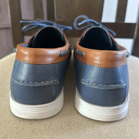 Cole Haan Men’s Cornell 2 Eye Leather Boat Shoes Loafers Blue Brown Size 10