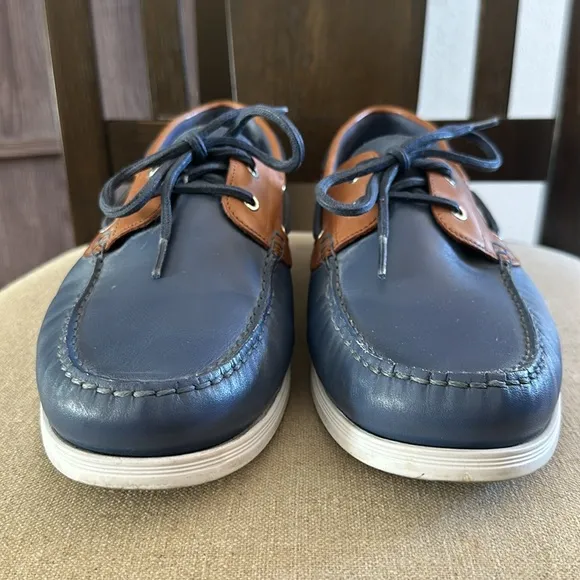Cole Haan Men’s Cornell 2 Eye Leather Boat Shoes Loafers Blue Brown Size 10