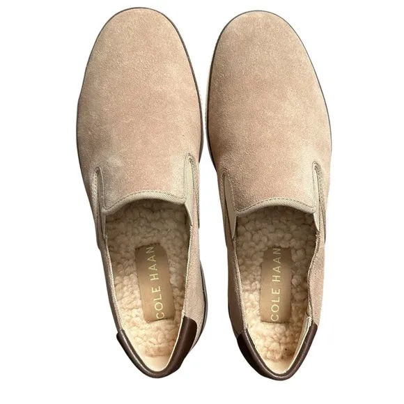 Cole Haan Men's Nantucket 2.0 Slipon Sneaker Birch Beige Suede Wool Shoes 8.5 M