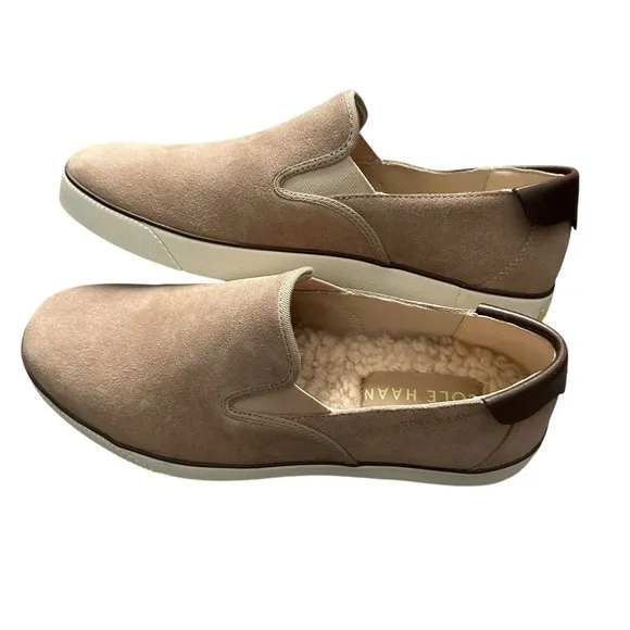 Cole Haan Men's Nantucket 2.0 Slipon Sneaker Birch Beige Suede Wool Shoes 8.5 M