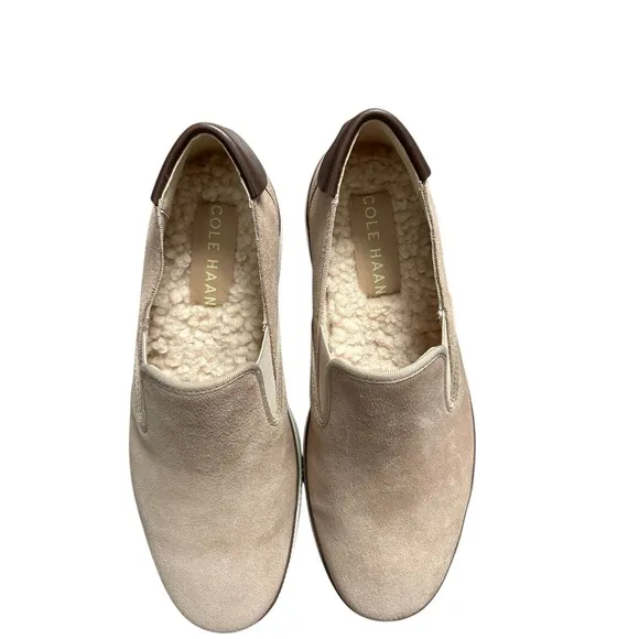 Cole Haan Men's Nantucket 2.0 Slipon Sneaker Birch Beige Suede Wool Shoes 8.5 M