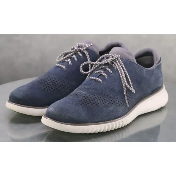 Cole Haan Zero Grand Laser Cut Men's Oxfords Dress Shoes Size 7 Leather Blue