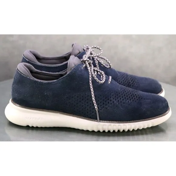 Cole Haan Zero Grand Laser Cut Men's Oxfords Dress Shoes Size 7 Leather Blue