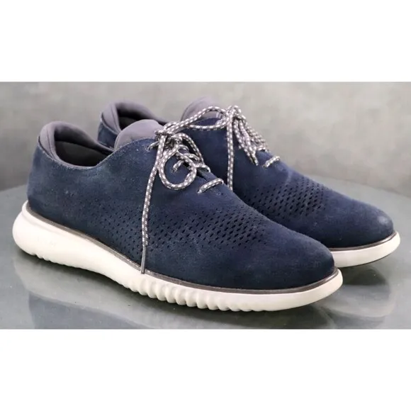 Cole Haan Zero Grand Laser Cut Men's Oxfords Dress Shoes Size 7 Leather Blue