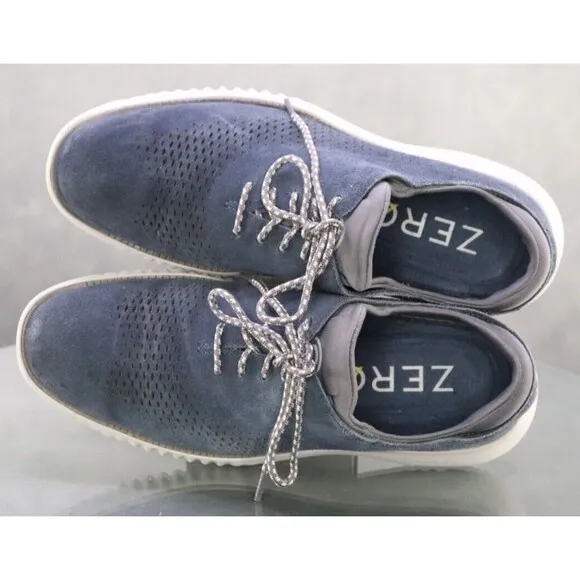 Cole Haan Zero Grand Laser Cut Men's Oxfords Dress Shoes Size 7 Leather Blue