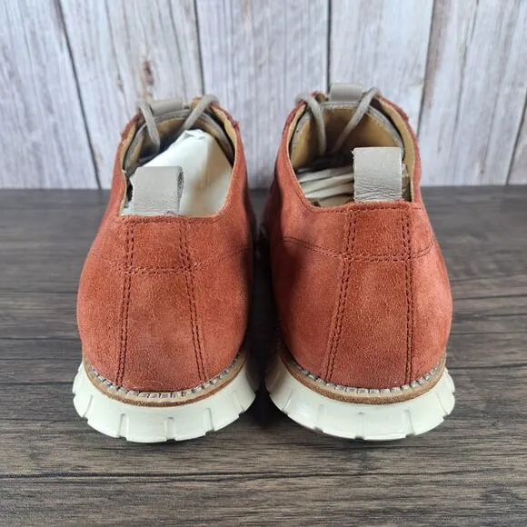 Cole Haan ZeroGrand Plain Oxford Sneakers Red Orange Suede Shoes Mens 9.5 M