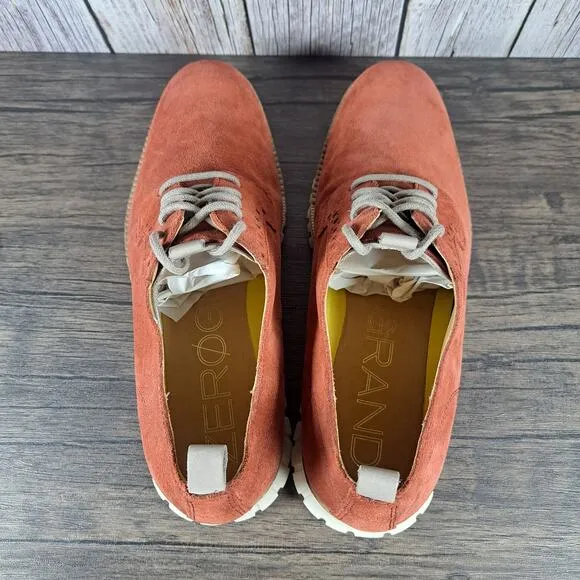 Cole Haan ZeroGrand Plain Oxford Sneakers Red Orange Suede Shoes Mens 9.5 M
