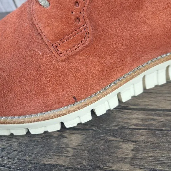 Cole Haan ZeroGrand Plain Oxford Sneakers Red Orange Suede Shoes Mens 9.5 M
