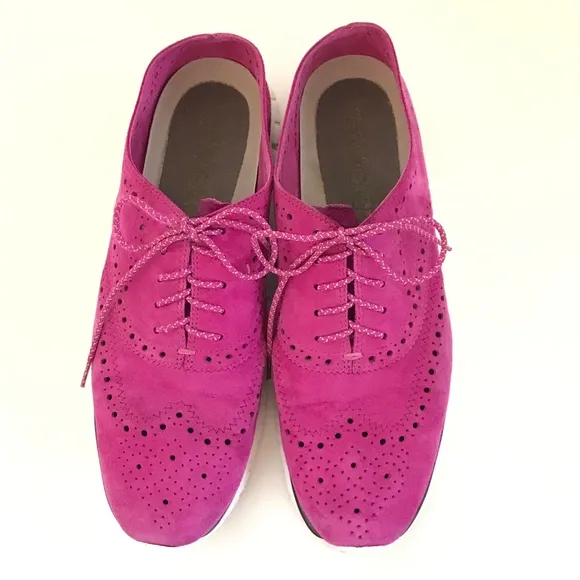 COLE HAAN Zerogrand Suede Wing Tip Oxford Sneakers Pink Women’s Size 10.5