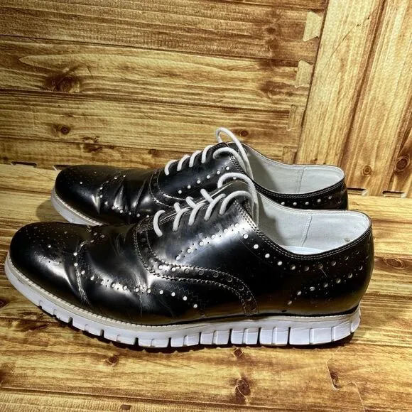 Cole Haan Men's ZeroGrand Silver Leather Wingtip Oxford Shoes Size: 13M