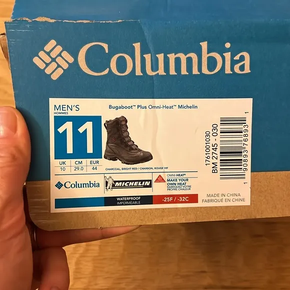 Columbia Men's Gray Bugaboot Plus Omni-Heat Michelin Like new 11