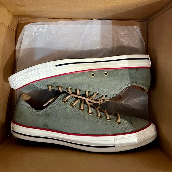 Converse All Star Dark Grey Leather Low Top Athletic Shoes
