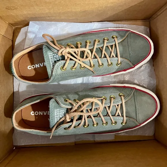 Converse All Star Dark Grey Leather Low Top Athletic Shoes