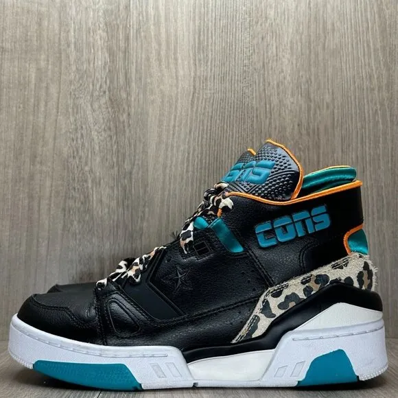 Converse Shoes Kids Size 7 ERX-260 Mid x Just Don Animal Sneakers Black Teal