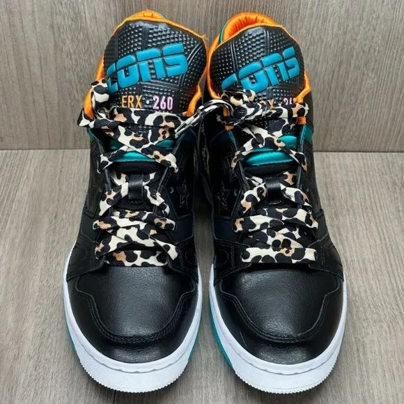 Converse Shoes Kids Size 7 ERX-260 Mid x Just Don Animal Sneakers Black Teal