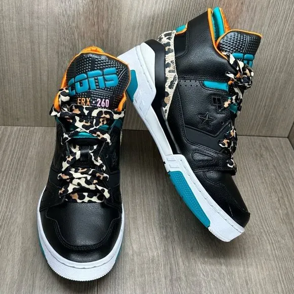 Converse Shoes Kids Size 7 ERX-260 Mid x Just Don Animal Sneakers Black Teal