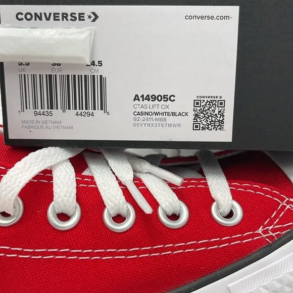 Converse WMNS Red Canvas Sneakers Platform A14905CCTAS LIFT OXCASINO/WHITE/BLk