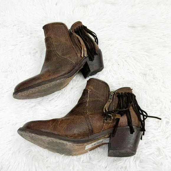 Corral Circle G Fringe Zipper Ankle Cowboy Western Leather Boots