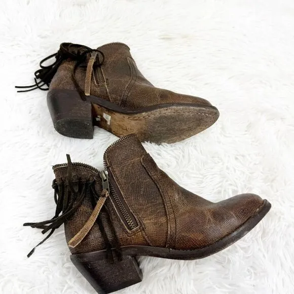 Corral Circle G Fringe Zipper Ankle Cowboy Western Leather Boots
