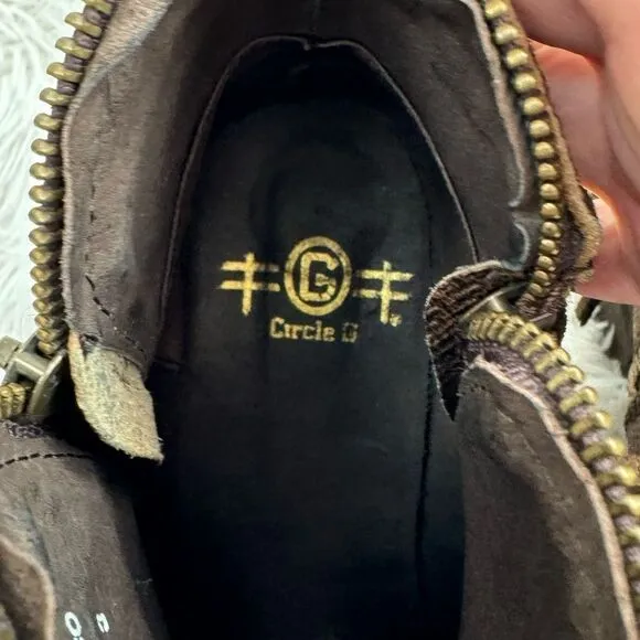 Corral Circle G Fringe Zipper Ankle Cowboy Western Leather Boots