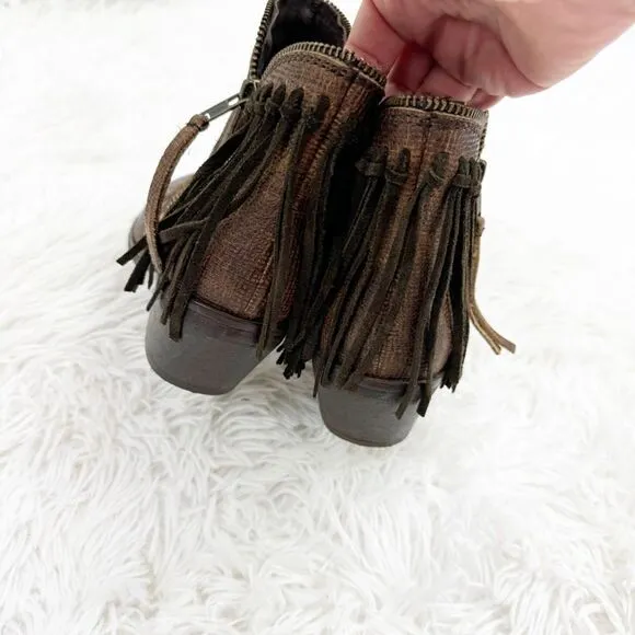 Corral Circle G Fringe Zipper Ankle Cowboy Western Leather Boots