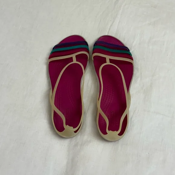 Crocs Isabella Pink Slip On Colorful Sandals Size 10 Summer Casual