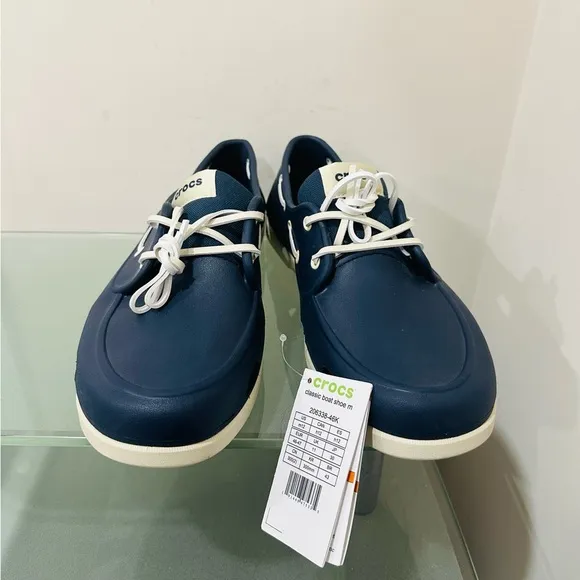 Crocs Mens Boat Shoes Navy Blue White Beach Line 206338 Sz 12  NWT