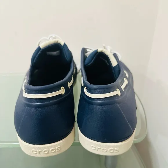 Crocs Mens Boat Shoes Navy Blue White Beach Line 206338 Sz 12  NWT