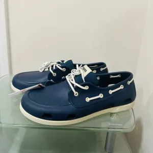 Crocs Mens Boat Shoes Navy Blue White Beach Line 206338 Sz 12  NWT