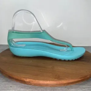 CROCS Women’s 10 Sexi Flip Flop Sandals Slip On Teal Serena Sandals 205468