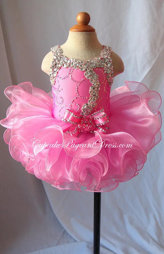 Custom Made Glass Stones Little Girl/Infant/Newborn/Child/toddler Pageant Dress