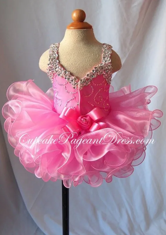 Custom Made Glass Stones Little Girl/Infant/Newborn/Child/toddler Pageant Dress