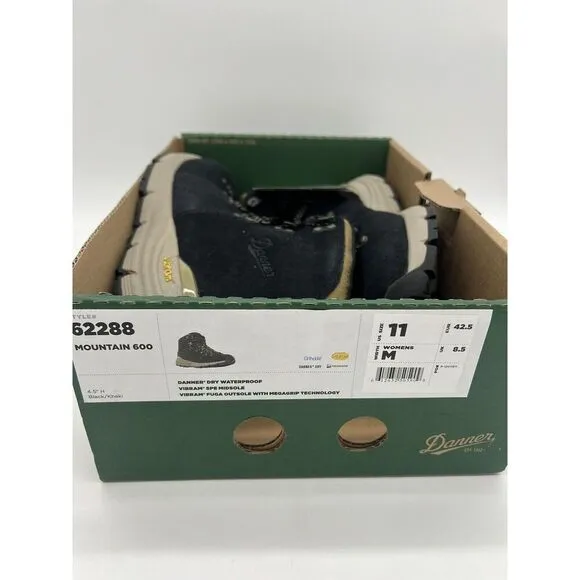 Danner Womens Mountain 600 4.5in Black/Khaki Suede Hiking Boots 62288 NWOB