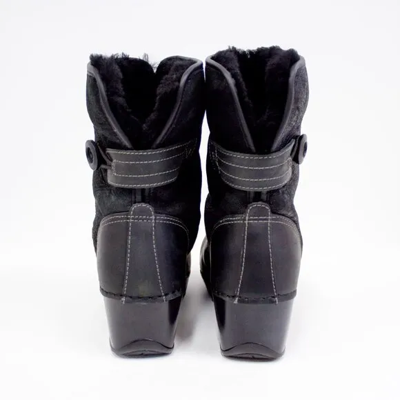 Dansko Boots Women's 8.5 Harper Black Leather Sheepskin Fur Lined Boots Size 39