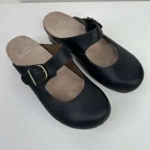 Dansko Martina Mary Jane Clogs Mule Black Leather Shoes Womens 8.5-9 EU 39