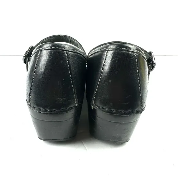 Dansko Savannah Maryjane Clog 38 Black Leather Floral Embroidered Womens Shoes