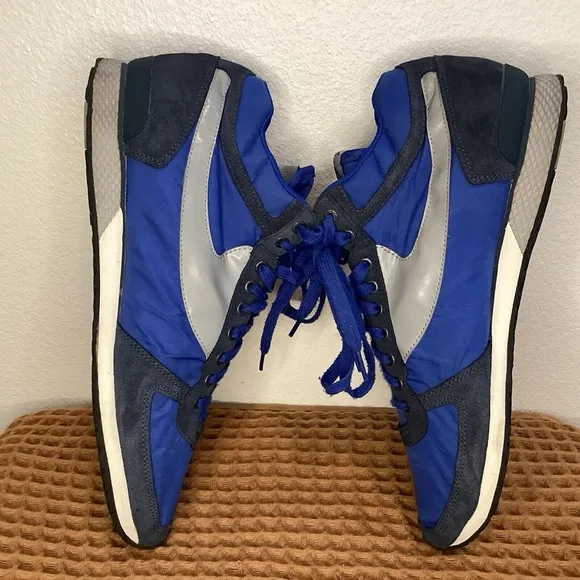 Diesel Hi-Pass Y2K Shoes Men's Size 11 Nylon Suede Blue White High Sneakers