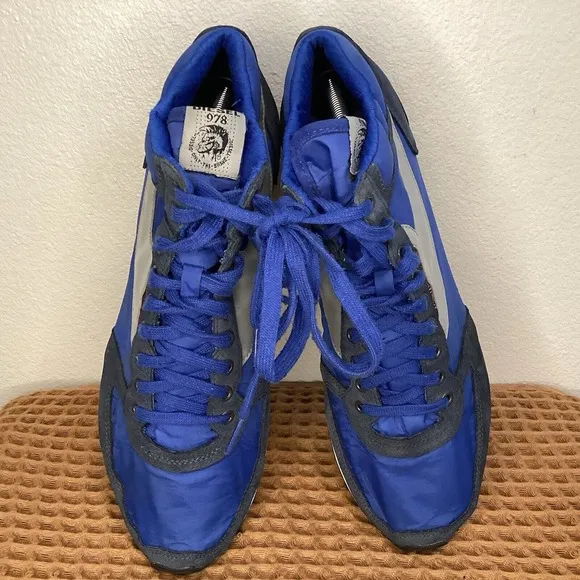 Diesel Hi-Pass Y2K Shoes Men's Size 11 Nylon Suede Blue White High Sneakers