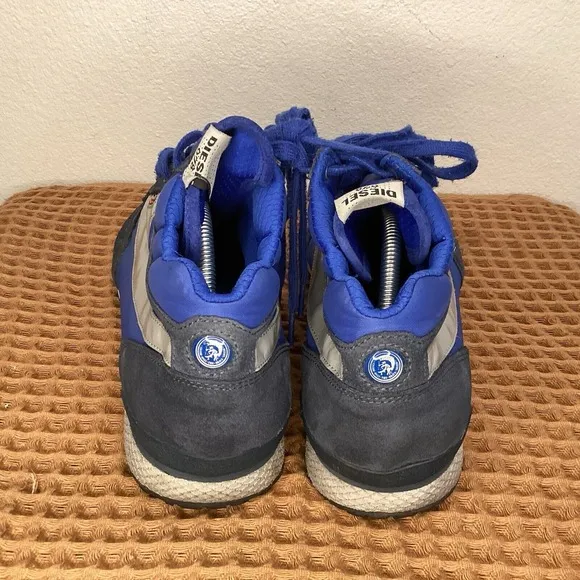 Diesel Hi-Pass Y2K Shoes Men's Size 11 Nylon Suede Blue White High Sneakers