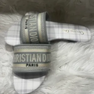 Dior Gray Slide Sandals